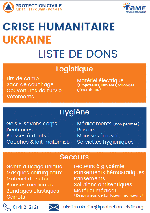 Ukraine – appel aux dons